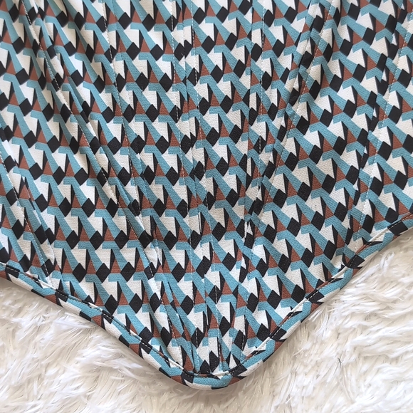 Missguided Teal Geometric Print Strapless Corset Top Size 6 - Picture 4 of 10